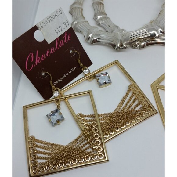 BUNDLE lot 3 trendy fashionista big statement earrings new nwt statement - Picture 4 of 5